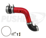 Pusher HD 3" Cold Side Charge Tube for 2011-16 Ford F250/350/F450/F550 6.7L Powerstroke w/ Throttle Valve Adapter - Gloss Red