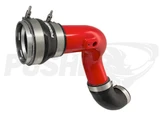 Pusher HD 3" Cold Side Charge Tube for 2017+ Ford F250/350 6.7L Powerstroke w/ Throttle Valve Adapter - Gloss Red