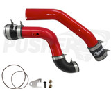 Pusher 3" Hot & Cold Side Charge Tubes for 2023+ Ford F250/350 6.7L Powerstroke w/ Throttle Valve Adapter - Gloss Red