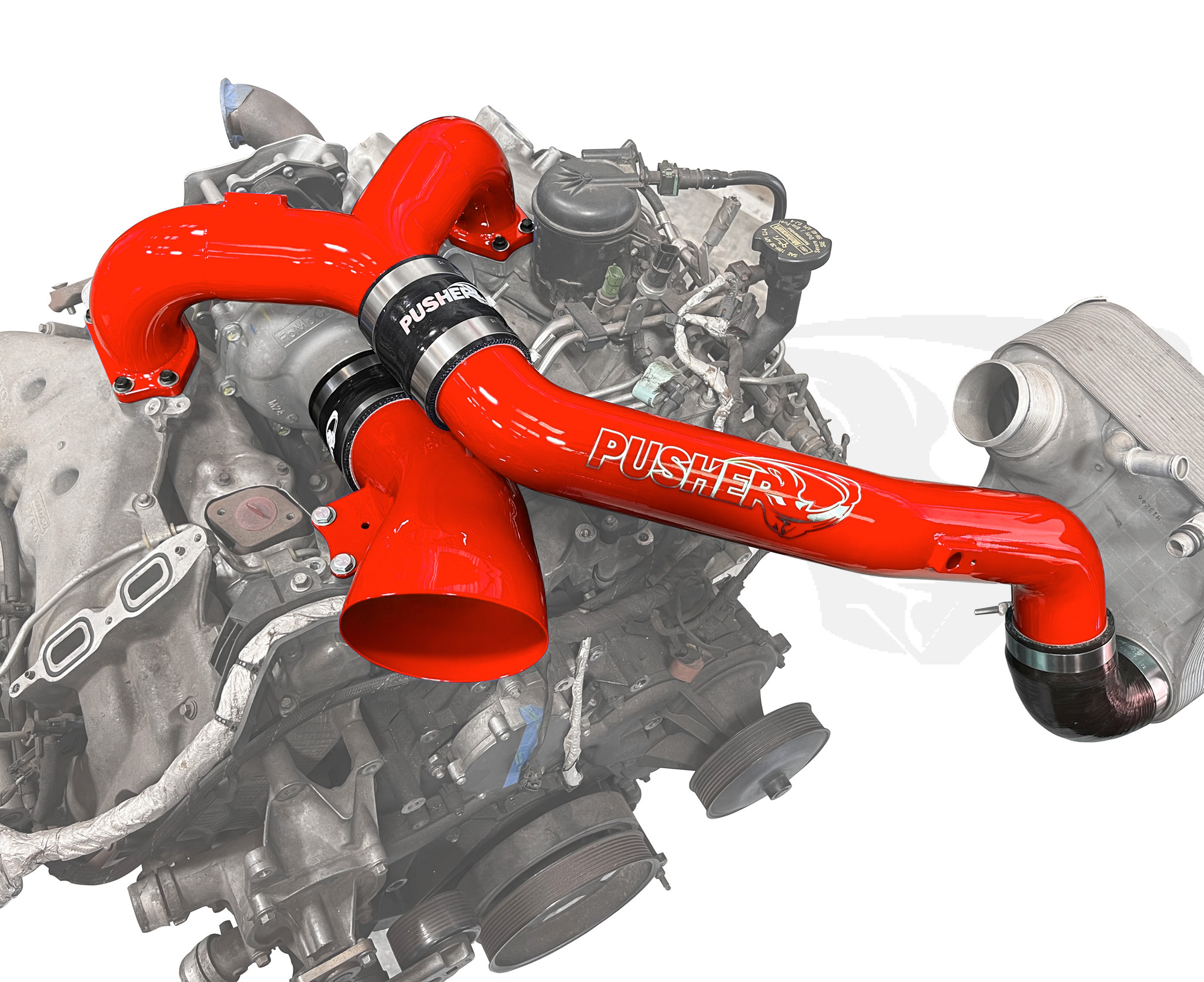 Pusher intake system with turbo inlet for 2017 2019 ford f250 350 6