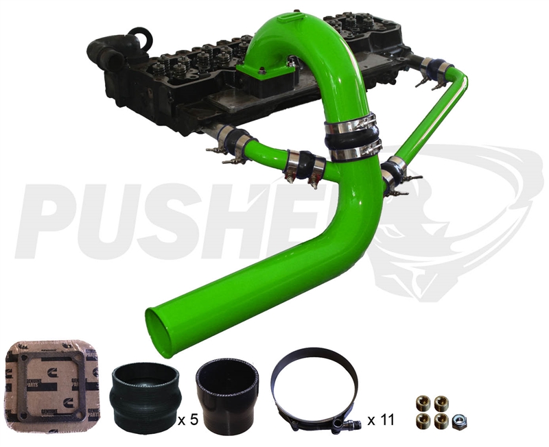 Pusher 3.5" MEGA Intake System with Cross-Air 2003-2007 Dodge Cummins- Green