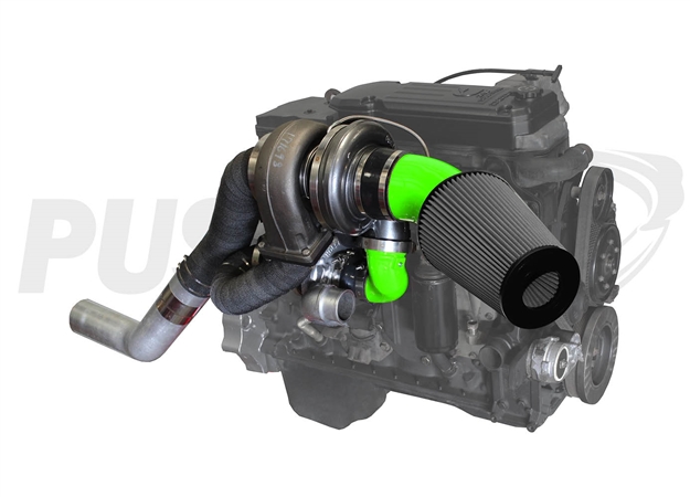 Pusher High Mount Compound Turbo System for 2007.5-2009 Dodge Ram 6.7L Cummins Trucks - Pusher Green
