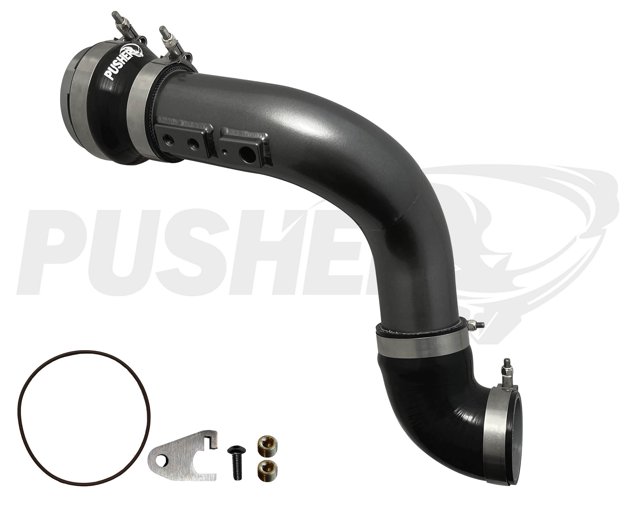 Pusher HD 3" Cold Side Charge Tube for 2011-16 Ford F250/350/F450/F550 6.7L Powerstroke w/ Throttle Valve Adapter- Titanium