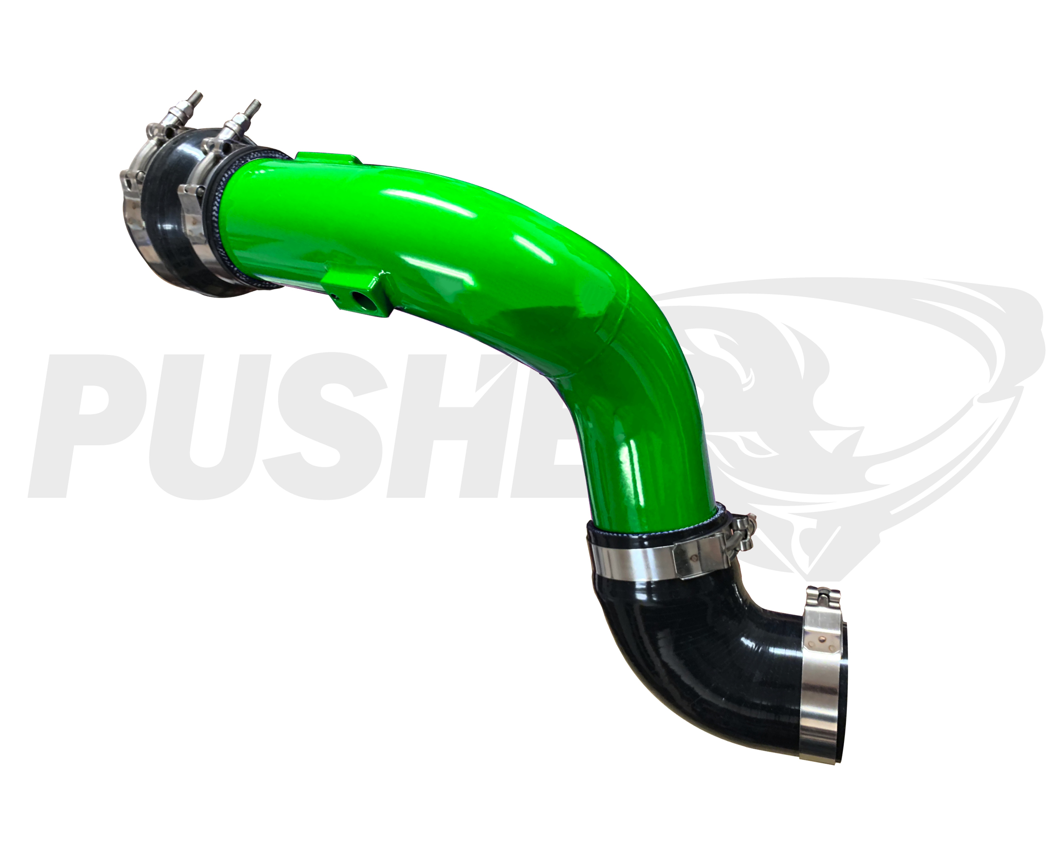 Pusher HD 3" Cold Side Charge Tube for 2017+ Ford F250/350 6.7L Powerstroke w/ Throttle Valve Adapter - Pusher Green