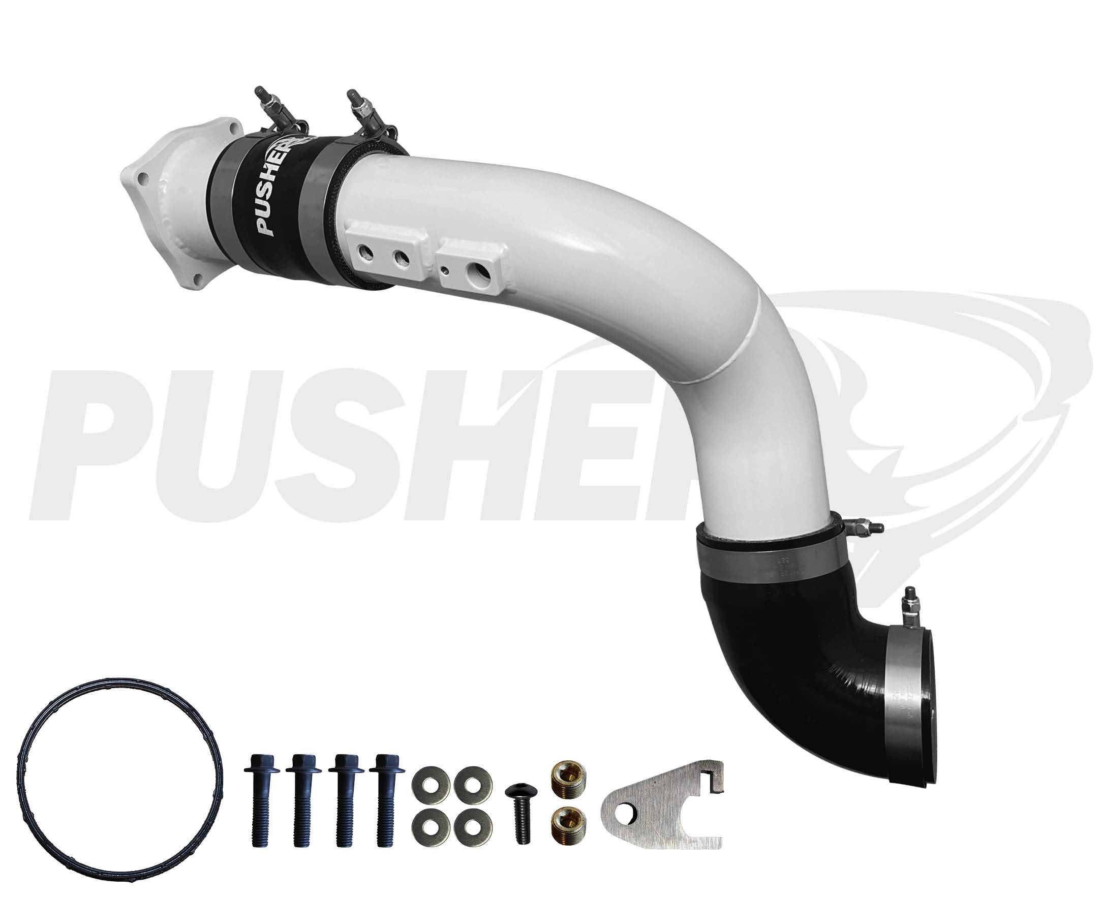 Pusher HD 3" Cold Side Charge Tube for 2017-2025 Ford F250/350 6.7L Powerstroke w/ Throttle Valve Replacement - Gloss White