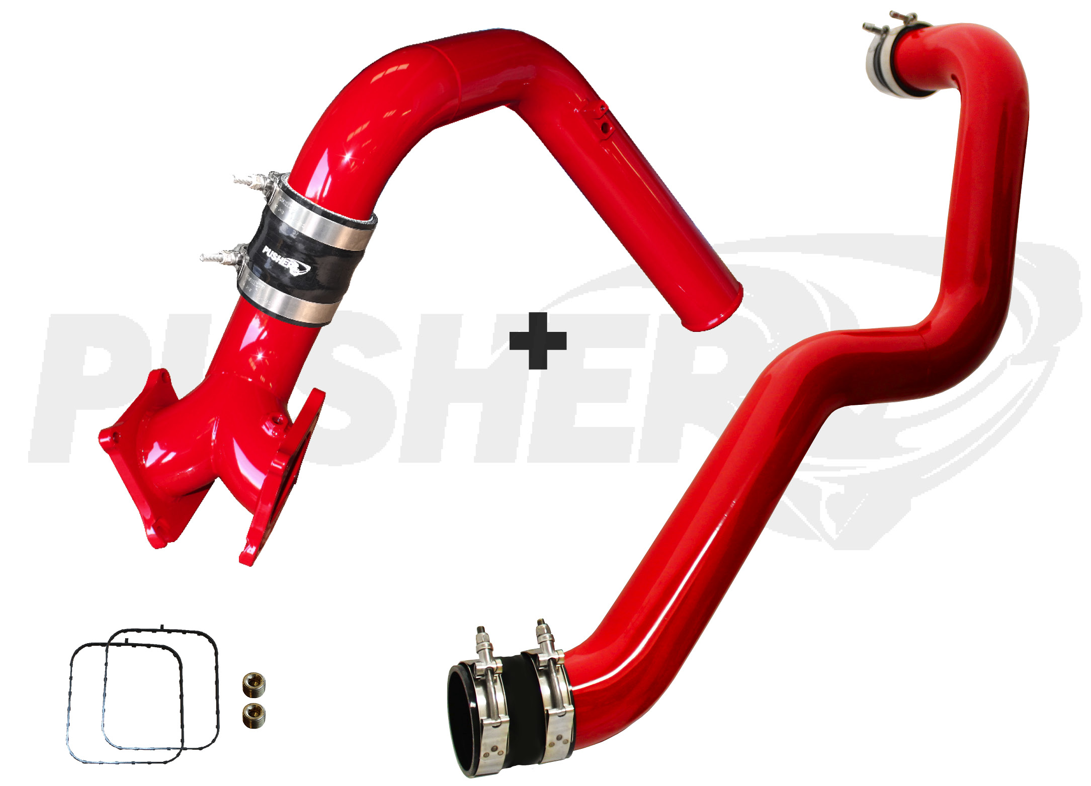 Pusher SuperMax Intake System & Pusher Max 3" Driver-side Charge Tube for 2006-2010 Duramax LBZ/LMM Trucks- Red