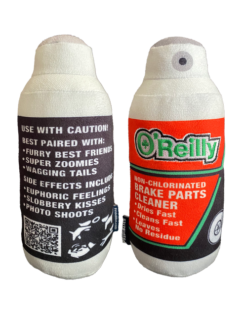 Custom Brake Cleaner Dog Toy with Squeaker