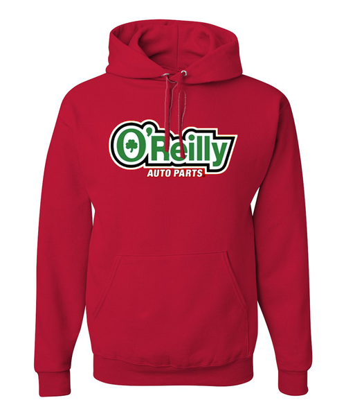 Red Hoodie with White Outline Logo