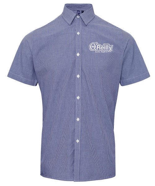 Mens Microcheck Gingham Short-Sleeve Cotton Button-up