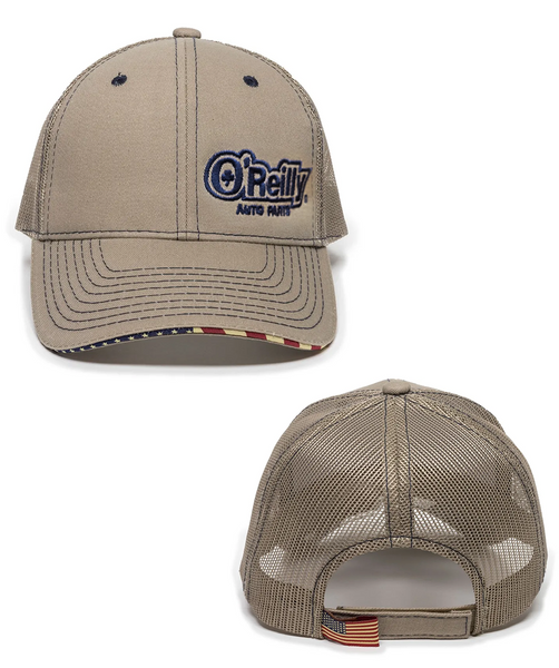 Khaki American Flag Sandwich Bill Cap