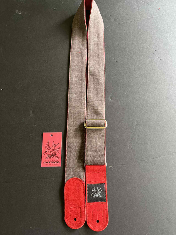 Brown Denim on Red Suede