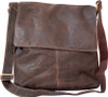 Woodland Leathers Brown Leather Crumple Upright Messenger Bag