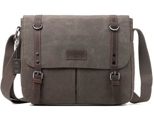 Troop Heritage Canvas Leather Brown Messenger Bag
