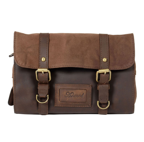 Ashwood Brown Leather Fold Out Wash Bag