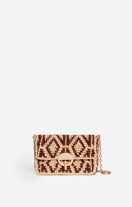 Vanessa Bruno Nano Moon Raffia Bag Maroon