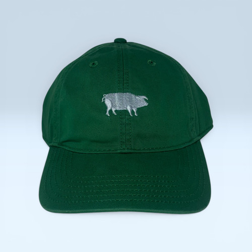 Blue Pig Embroidered Hat - Kelly Green