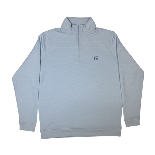 Perth Sugar Stripe Performance 1/4 Zip - Cottage Blue