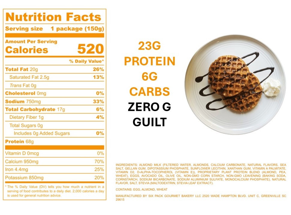 Six Pack Gourmet Protein Waffles Classic Bundle (24 waffles)