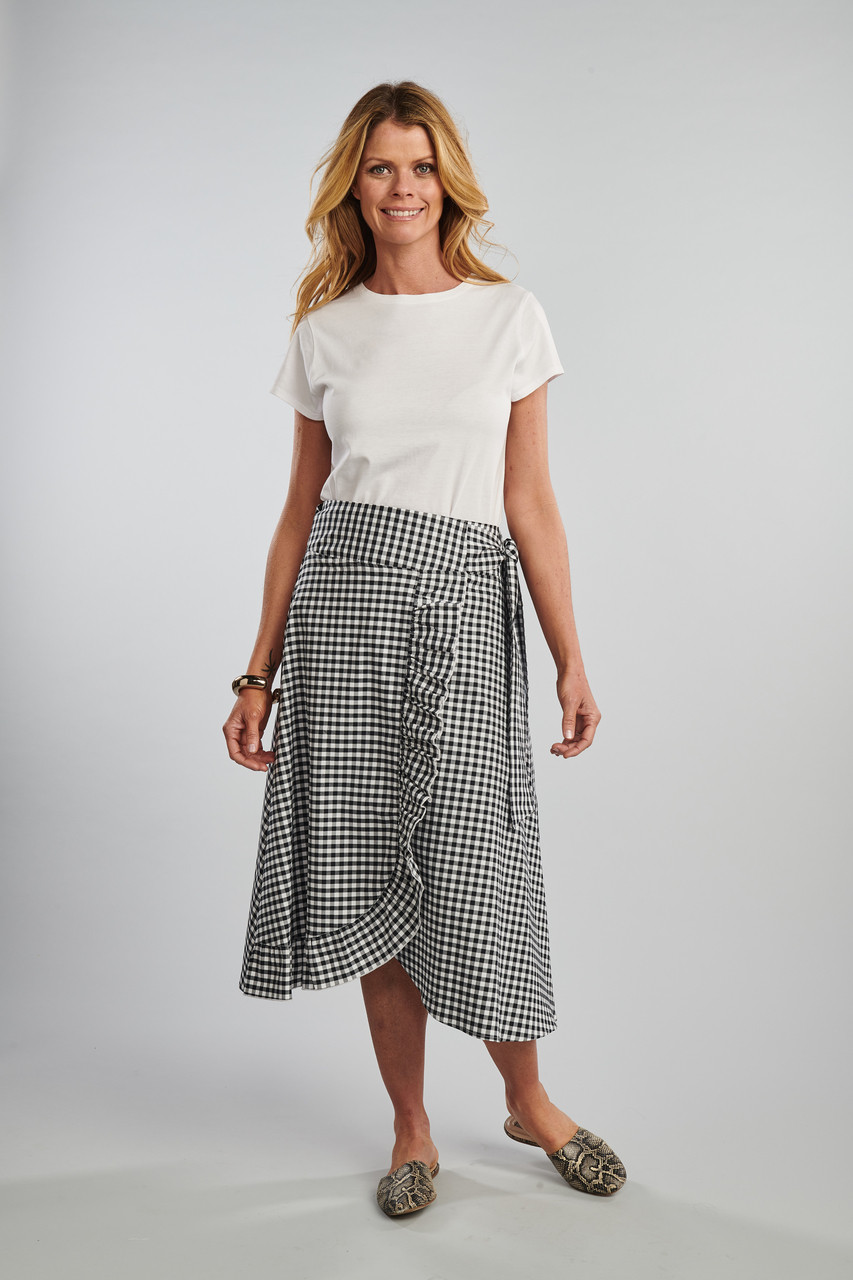 gingham wrap skirt