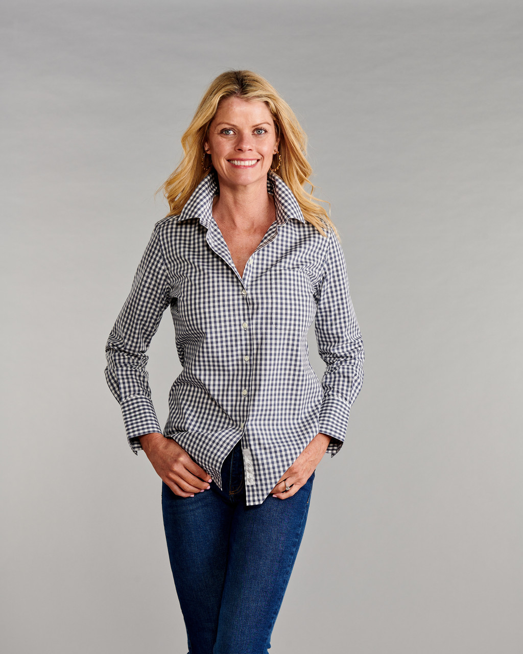 The Ivy in Heather Blue GIngham | A Fitted-Style Shirt