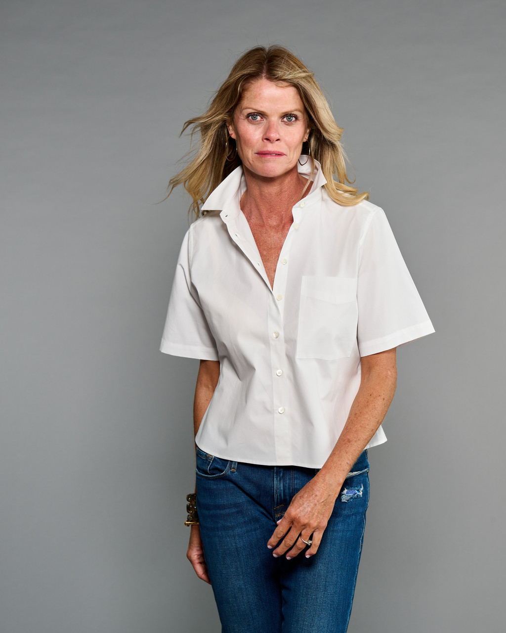 pink striped dress shirt Striped Girlfriend Poplin Shirt – Scotch & Soda main image 1