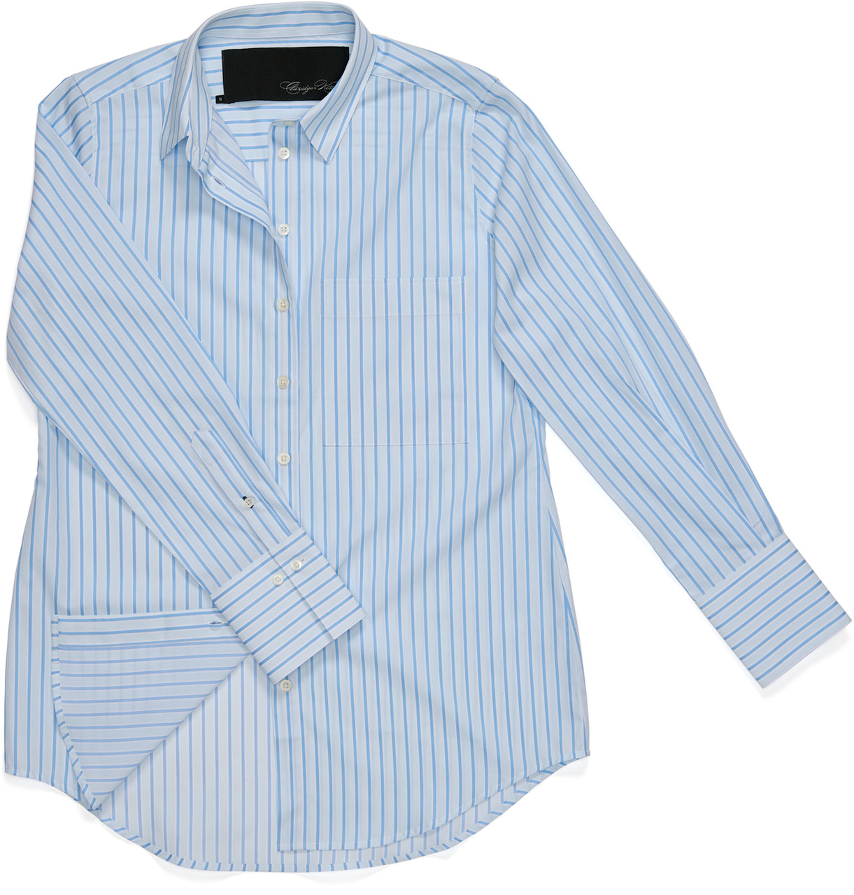 The Mod in Halo Blue Stripe | Our Chic Slimmer Style Boyfriend Shirt