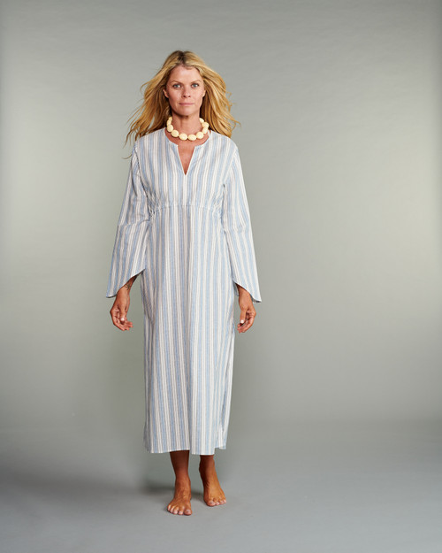 The Caftan in Ocean Blue Stripe 