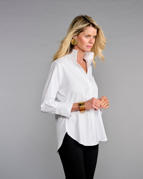 The Elsie Popover in White Twill (easy-care)