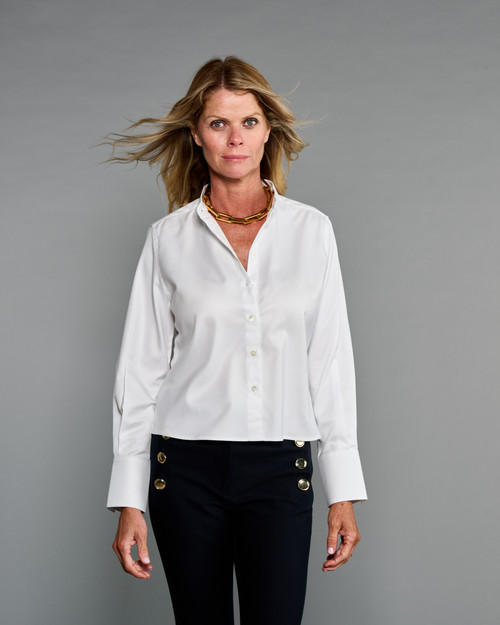 The Banded Crop in White Twill Weave