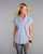 The Cap Sleeve League in Navy Awning Stripe The Cap Sleeve League in Navy Awning Stripe
