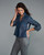 The League Crop in Dark Denim with Ribbon Trim