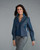 The League Crop in Dark Denim with Ribbon Trim