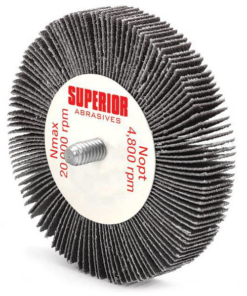 SHUR-KUT® 1" x 1" x 1/4"-20 Aluminum Oxide Shank Mounted Flap Wheel, 120 Grit