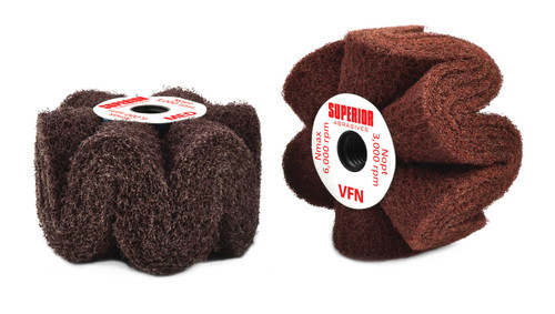 SHUR-BRITE® 4" x 2" x 5/8"-11 Heavy Duty Seamless Satin Wheel for Angle Grinders, MED