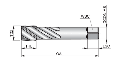 EX411.1/4-G(BSP) Machine Tap Spiral Flute 45°