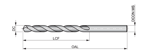 M51CO3/16-M51CO Taper Length Drill