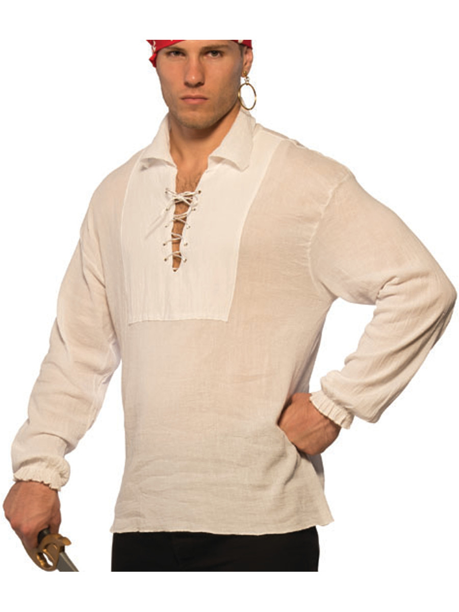 Long Sleeve Rayon Pirate Shirt - White main image 1
