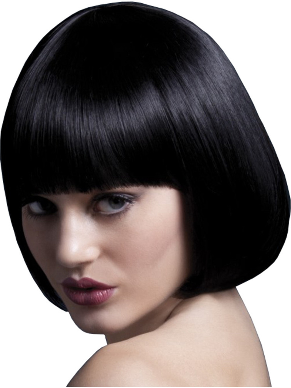 short black wig with fringe