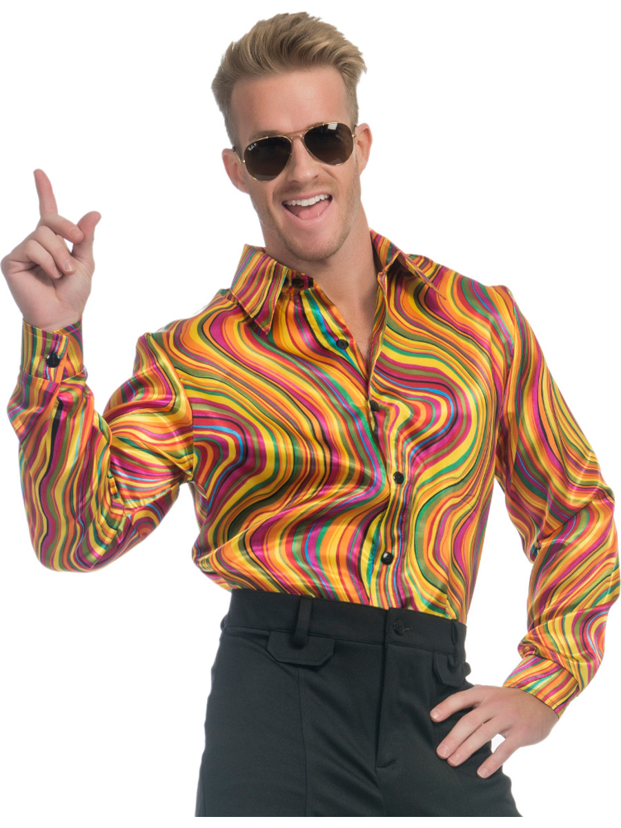 Disco Rainbow Lights Men's Costume Shirt