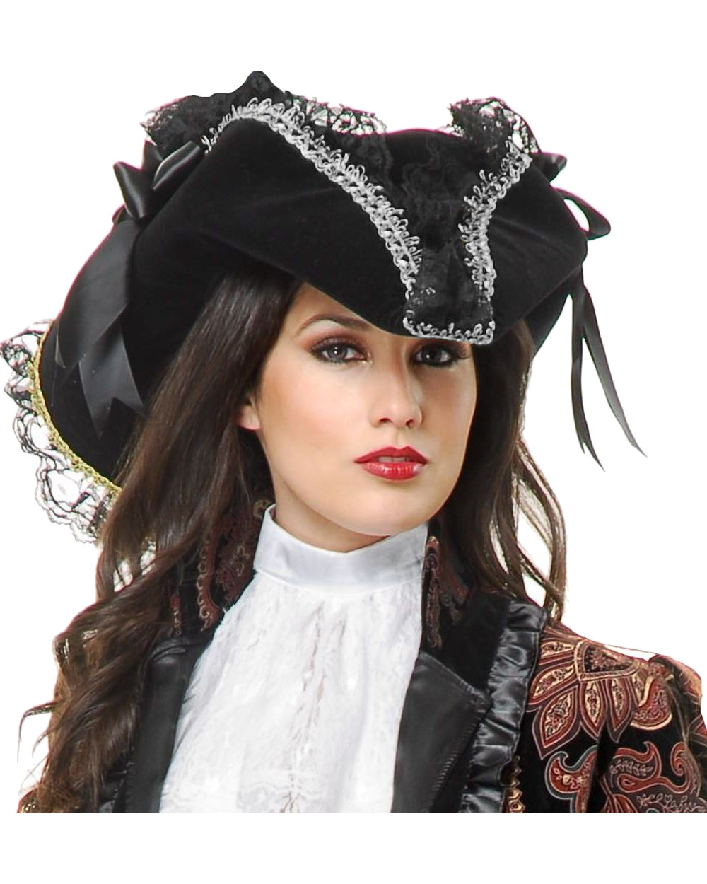 Silver Tricorn Pirate Hat 