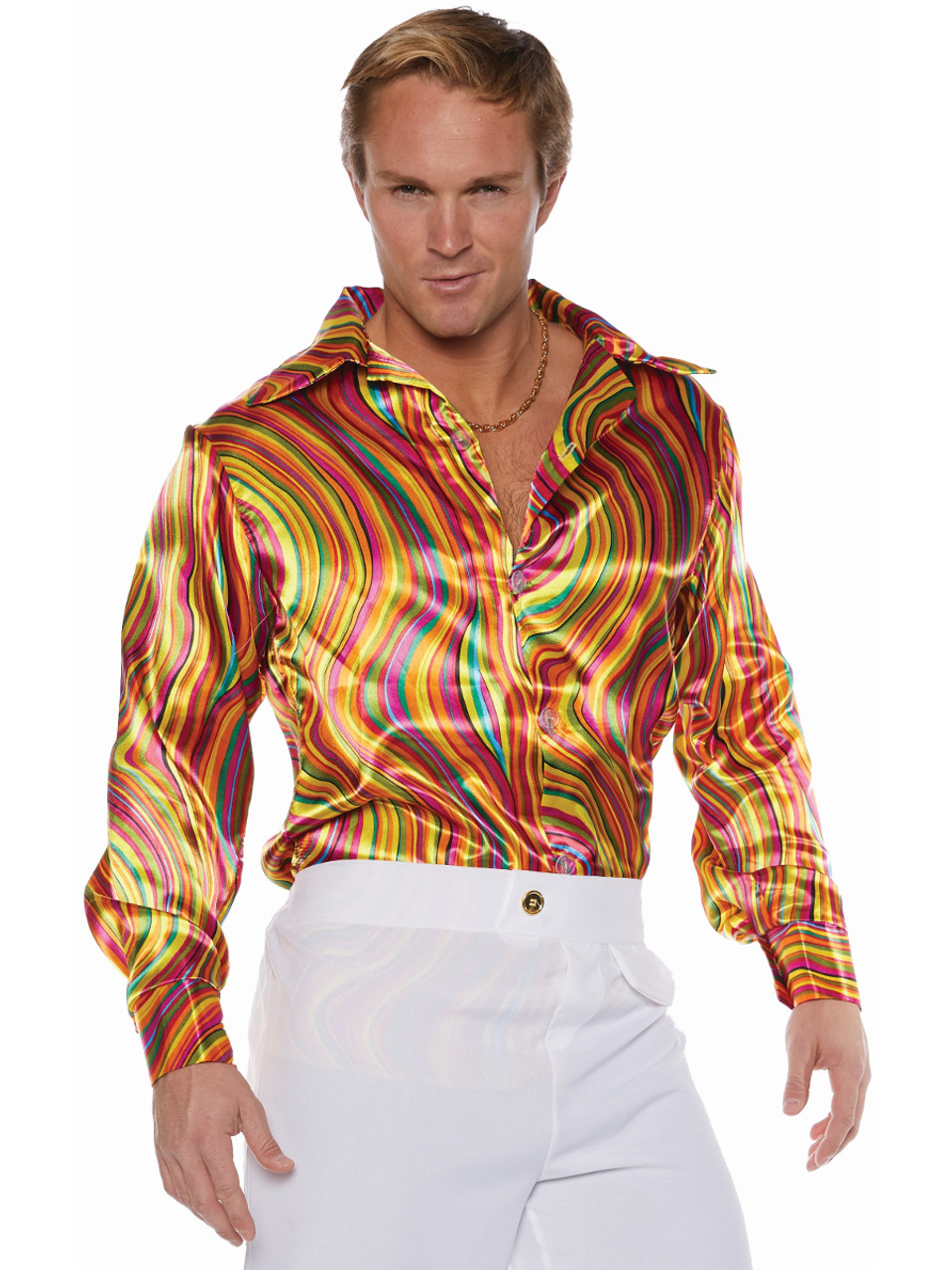 Multi-Color Swirls 70s Disco Mens Shirt