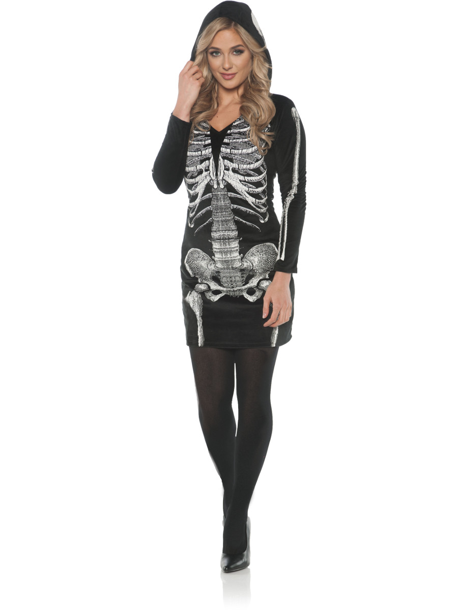 Womens Skeletal Hoodie Dress