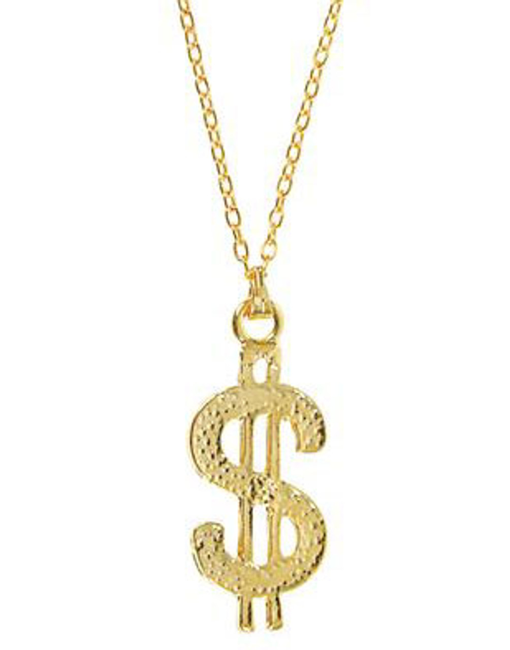 Gold Costume Pimp Gangsta Gangster Dollar $ Necklace - BlockBuster Costumes