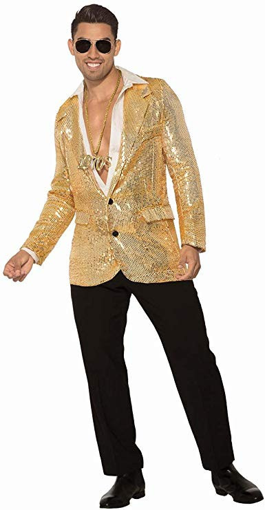 70s Disco Gold Sequin Blazer Men's Costume