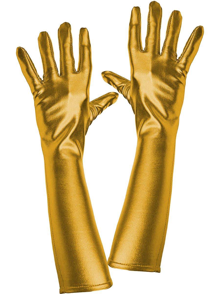 gold dress gloves Metallic Strapless Gown with Gloves