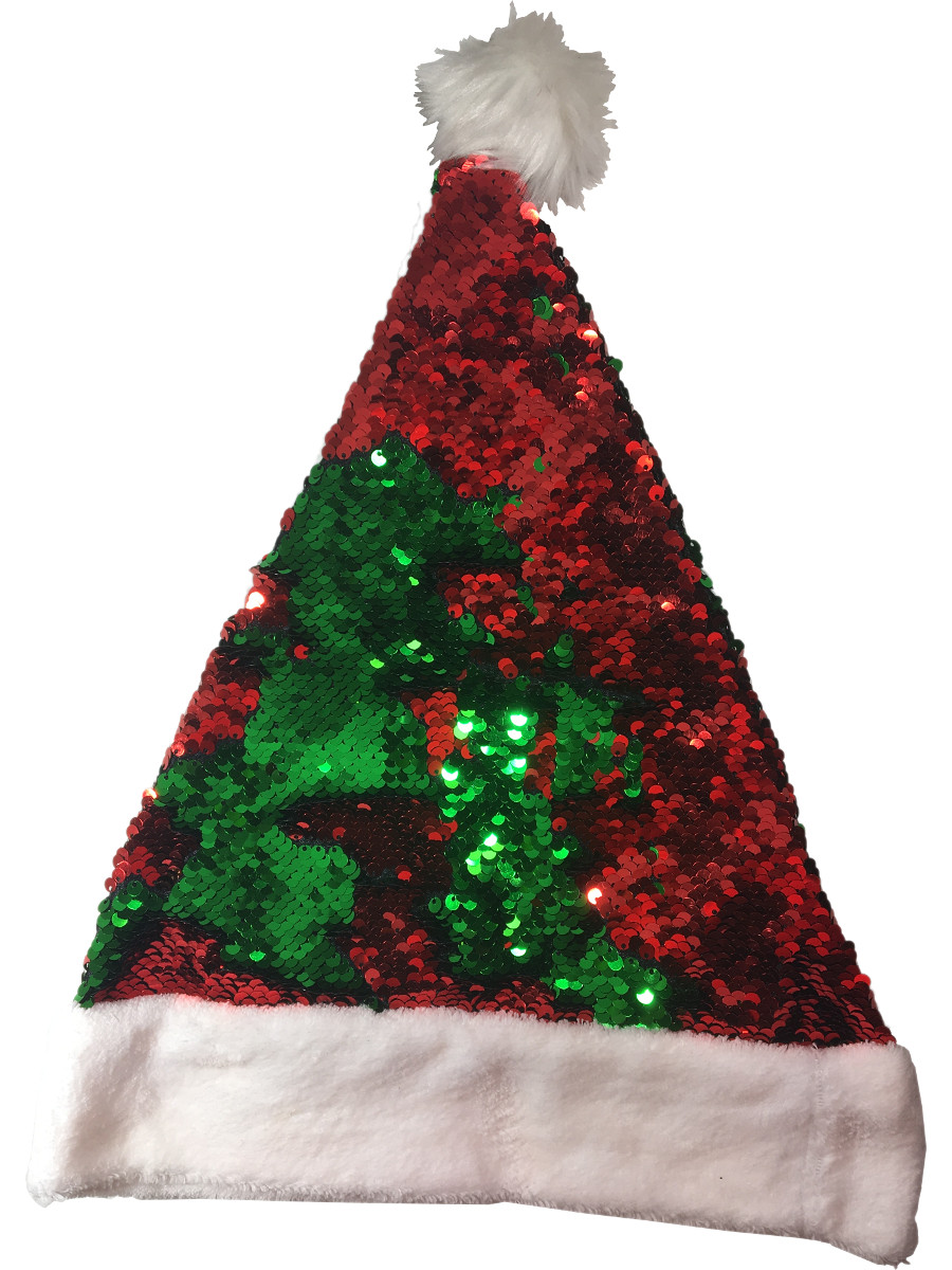 Red And Green Flip Sequin Santa Hat