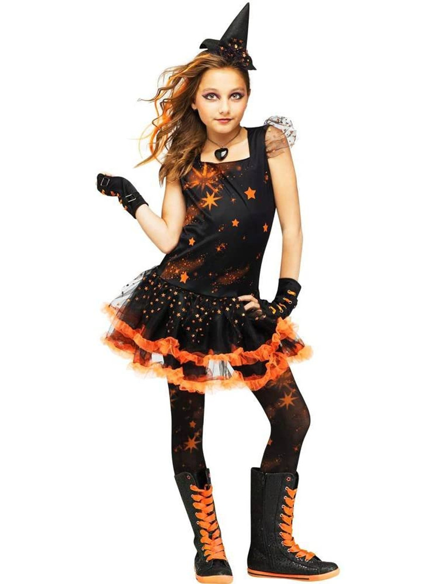 Glitter Witch Costume For Kids - Sparkly Dress With Hat | Medium Size | Pretend Play Dress-Up - View #5