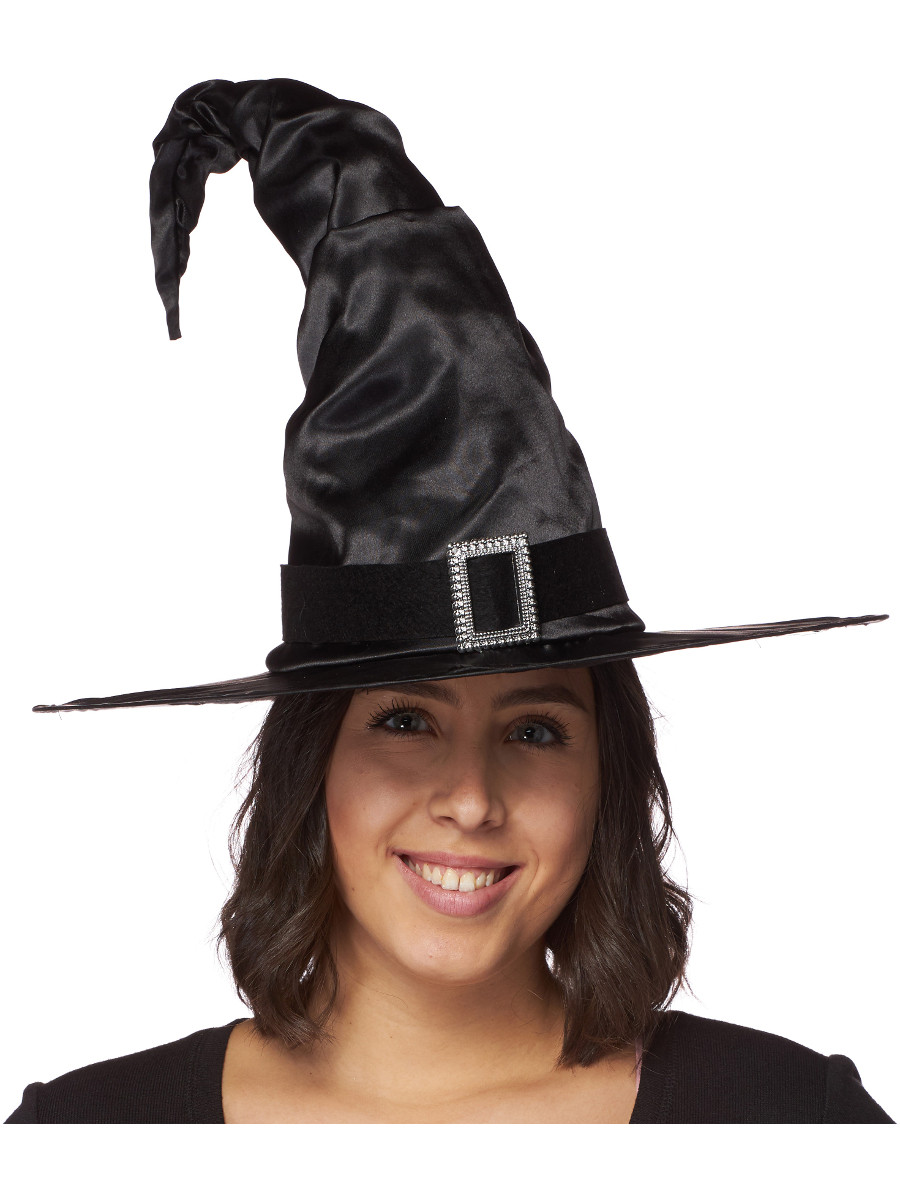 Satin Witch Hat With Buckle 16” High