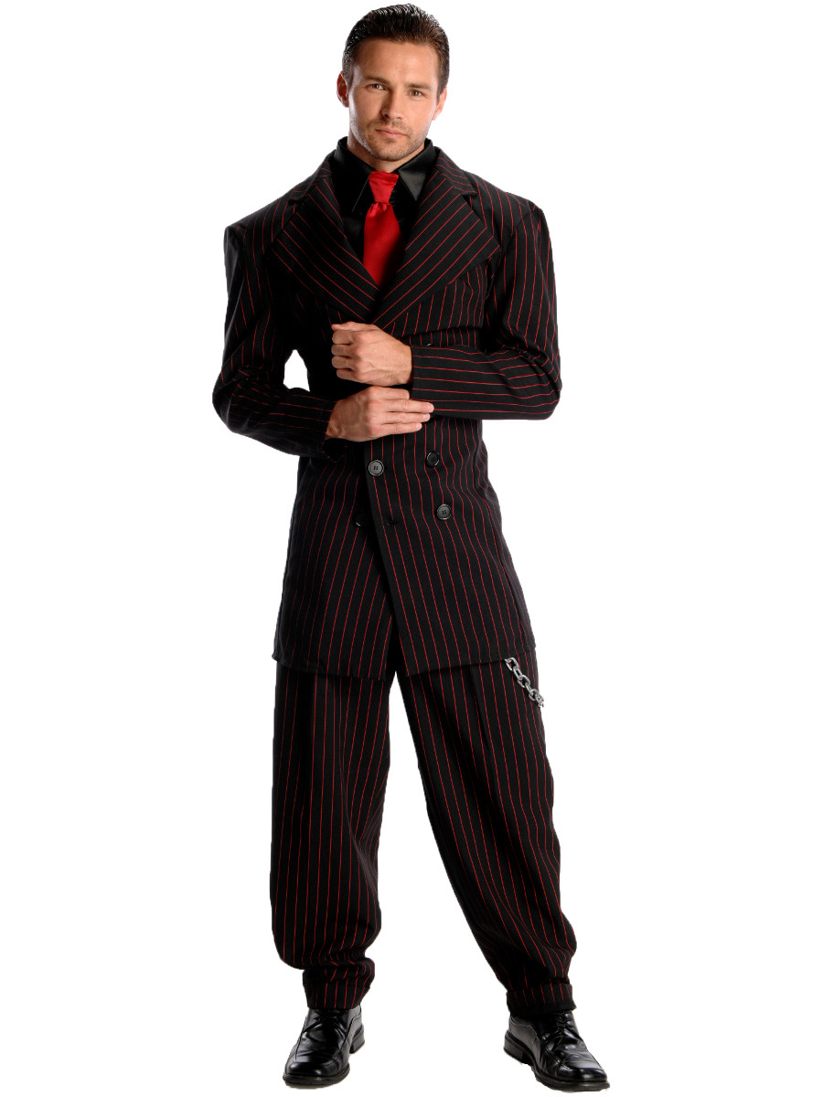 Men's Black And White Zoot Suit Gangster Costume