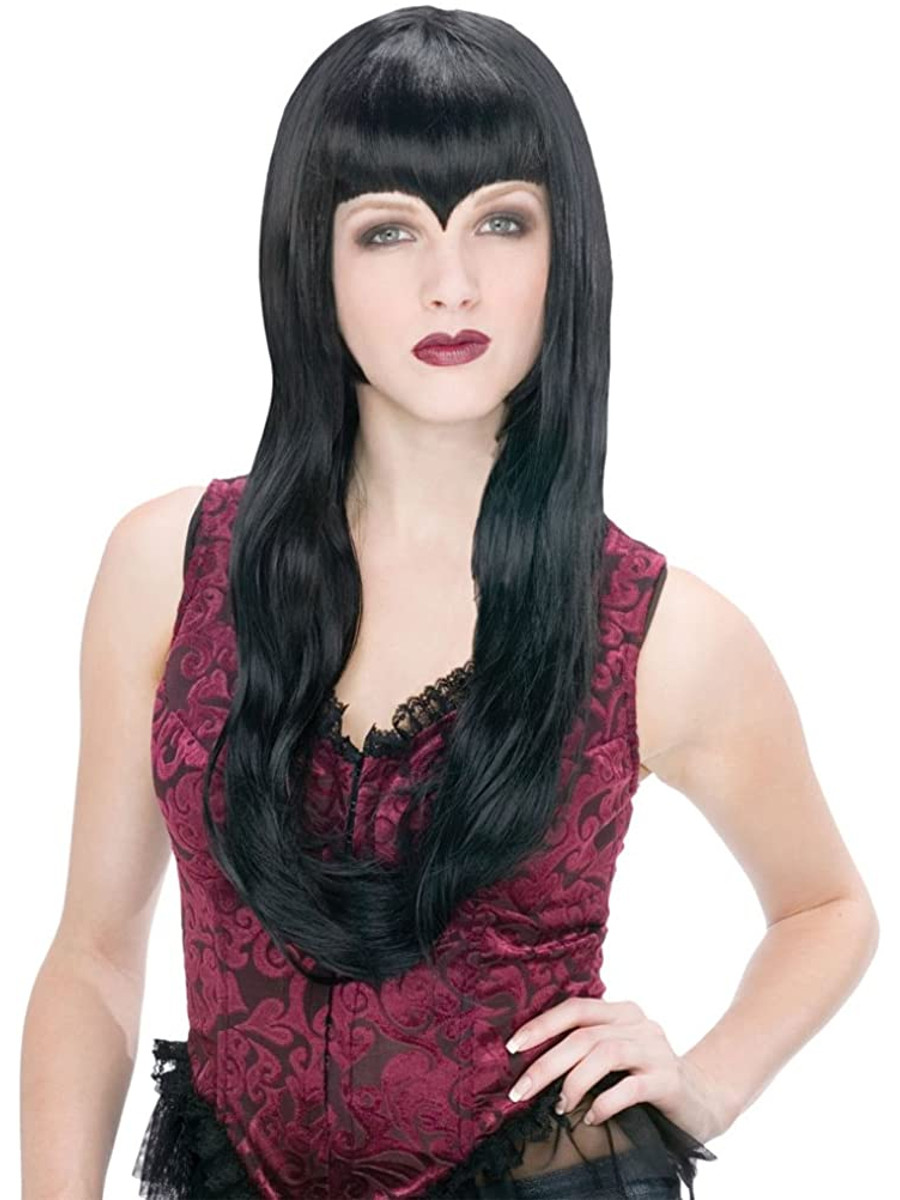 Adult Vampire Wig - Black Halloween Fancy Dress Costume Wig
